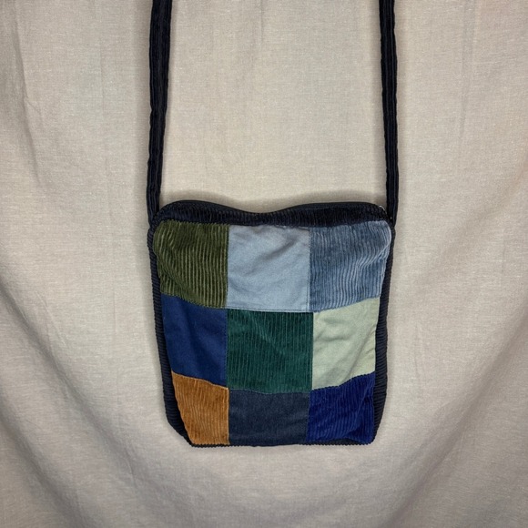 Y2K Corduroy Patchwork Butterfly Crossbody Bag Boho Hippie Fairy Whimsy - Picture 4 of 4